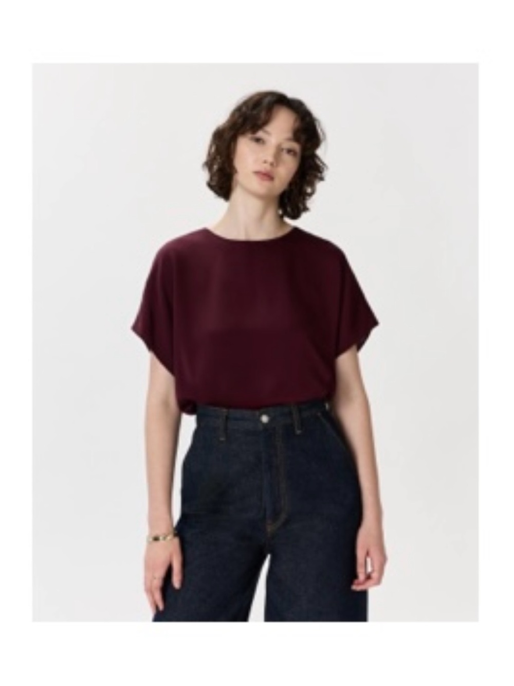 Quine Washable Stretch Silk Split Hem Tee